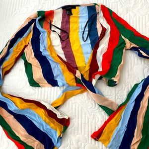 Stripes tie up blouse